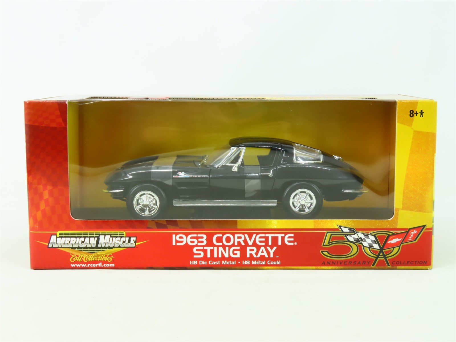 1:18 Scale RC Ertl American Muscle 36833 Diecast 1963 Corvette Sting Ray - Black