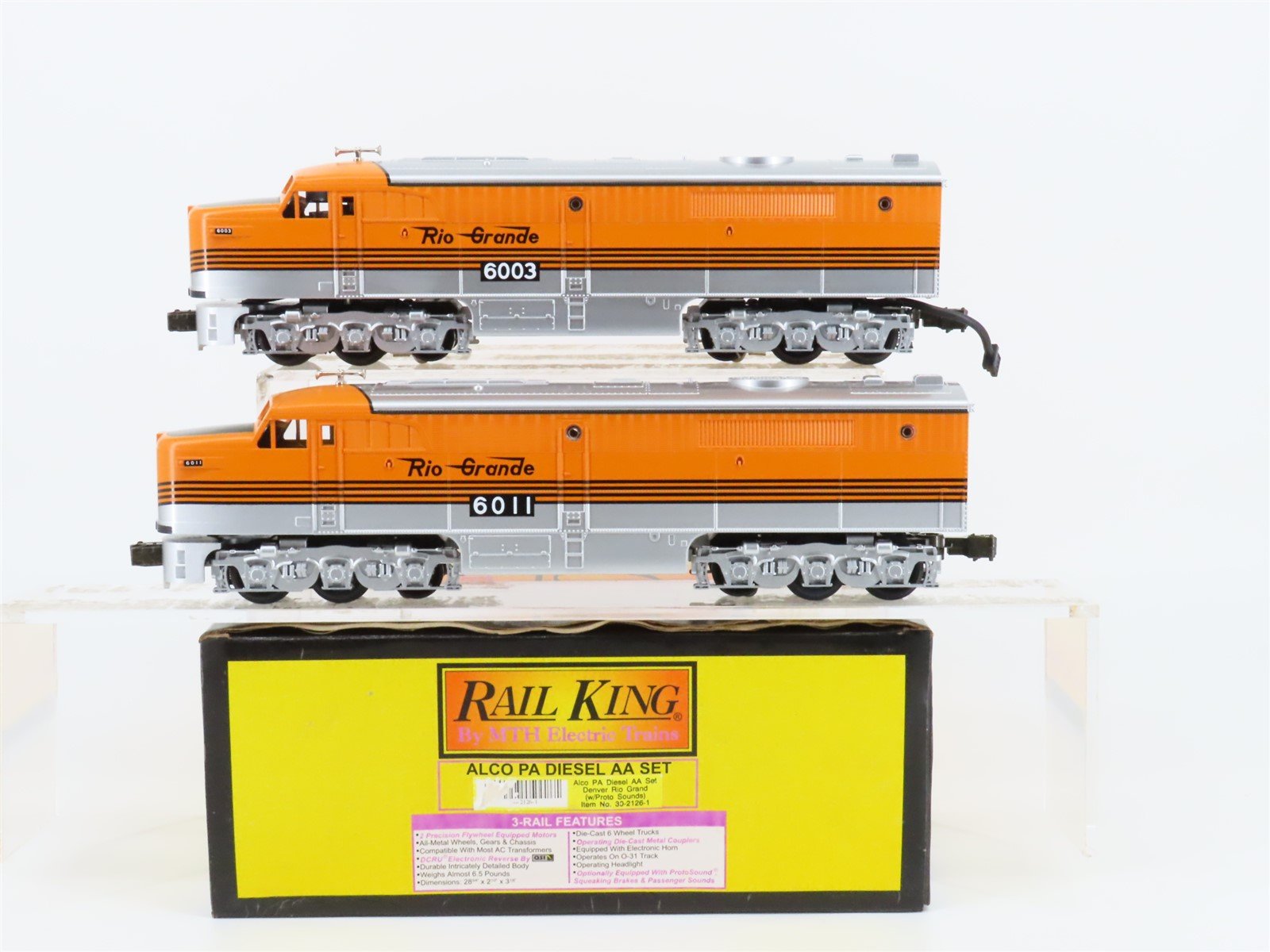 O Gauge 3-Rail MTH 30-2126-1 DRGW Rio Grande PA A/A Diesel Loco Set Does Not Run