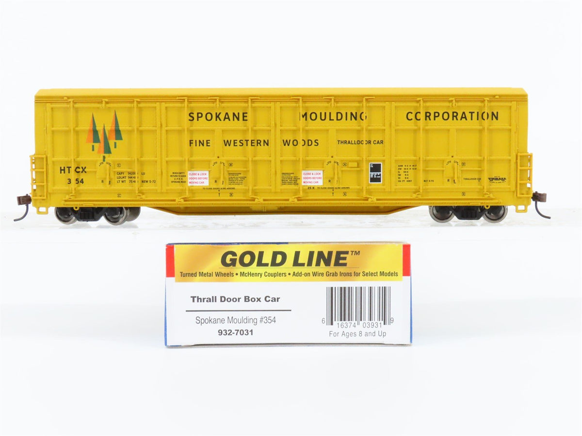 HO Walthers Gold Line 932-7031 HTCX Spokane Moulding Thrall Door Box Car #354