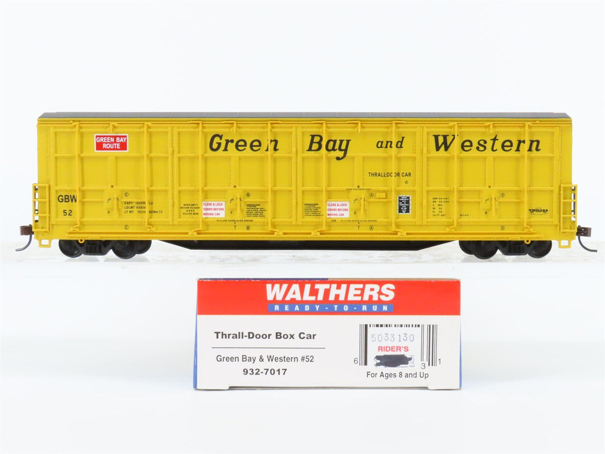 HO Scale Walthers 932-7017 GBW Green Bay &amp; Western Thrall Door Box Car #52