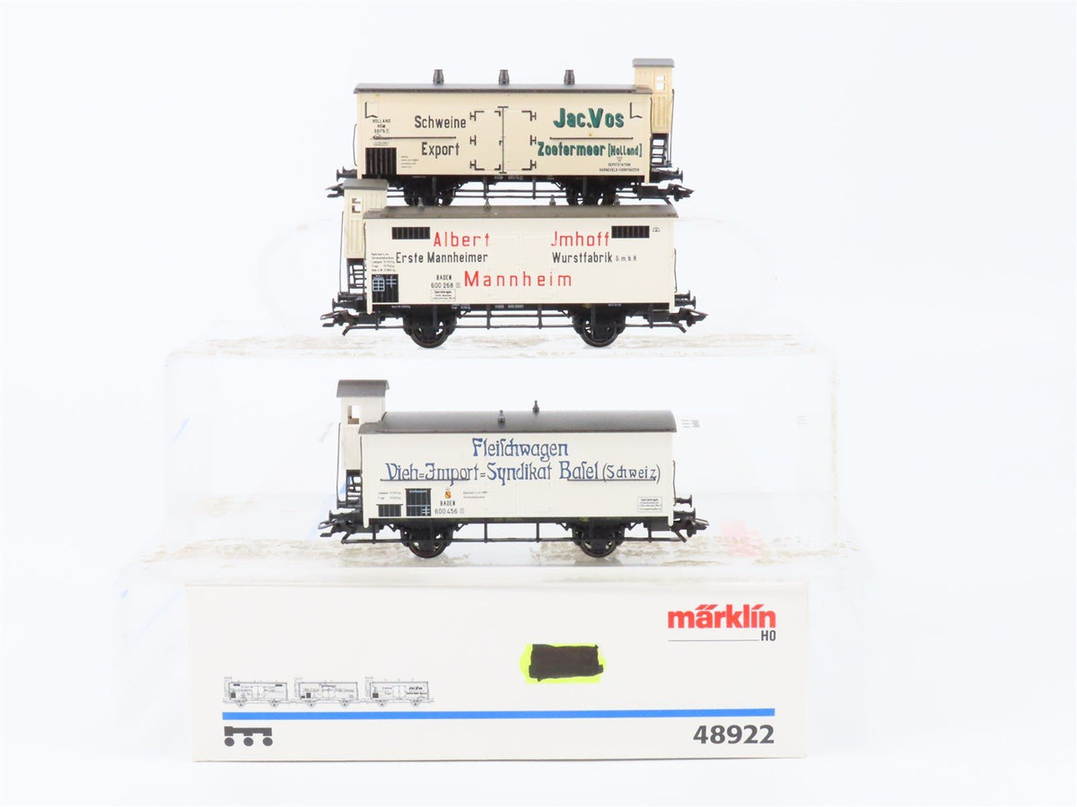 HO Scale Marklin 48922 HSM Holland &amp; Baden Meat Reefers 3-Car Set