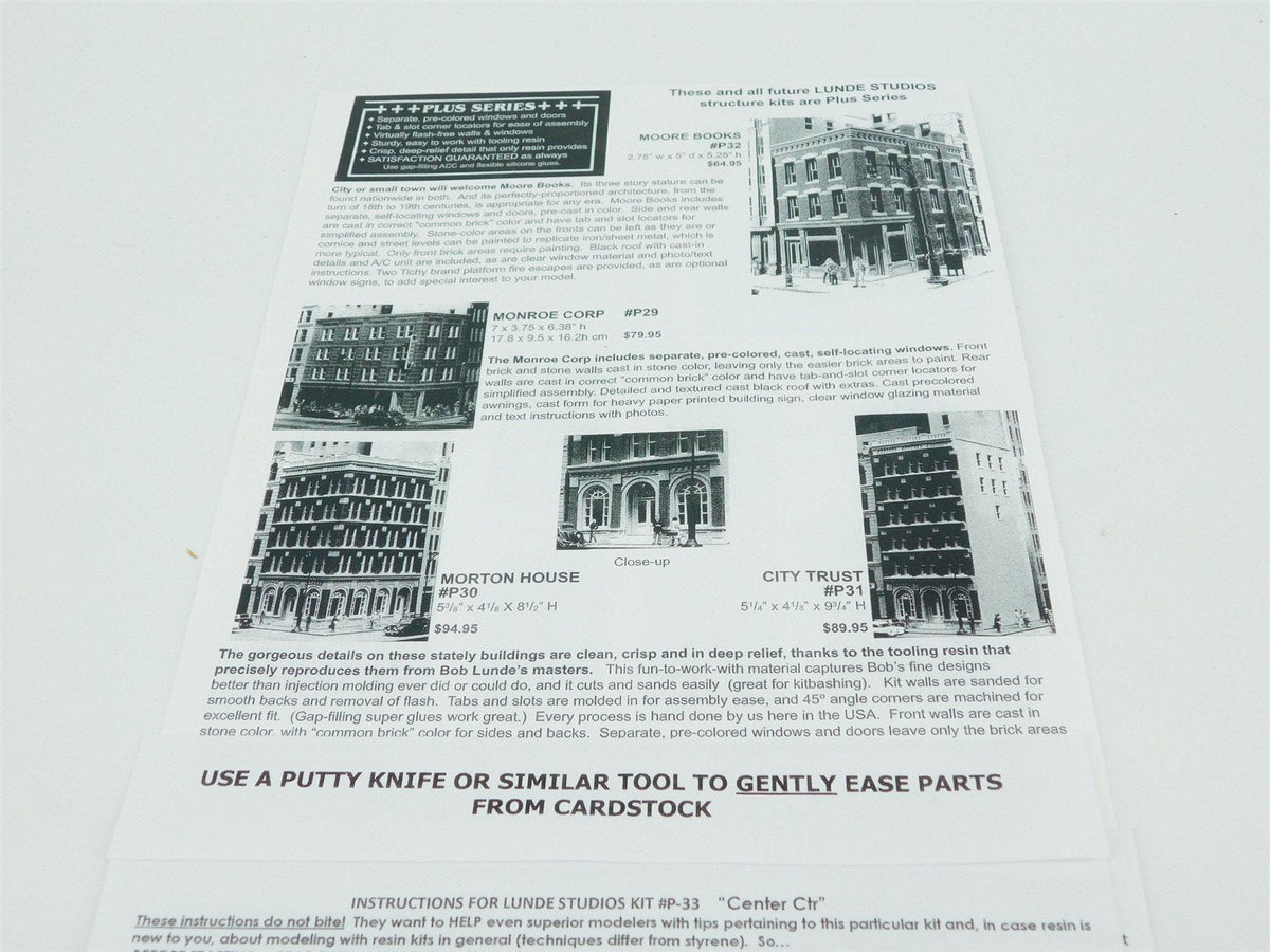 HO 1/87 Scale Lunde Studios Resin Kit #HO-P33 &quot;Center Ctr.&quot; Building
