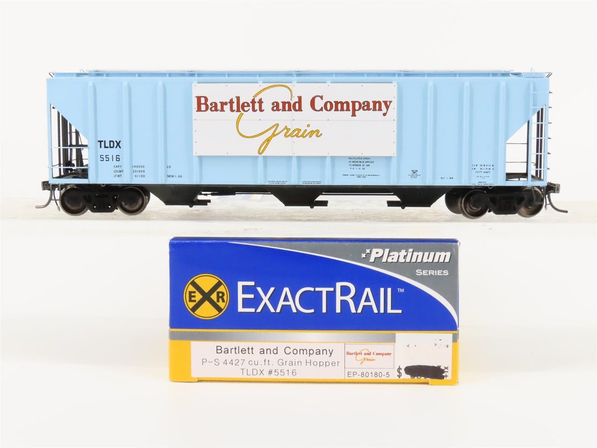 HO Scale ExactRail EP-80180-5 TDLX Bartlett &amp; Company 3-Bay Covered Hopper #5516