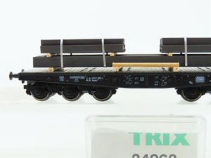 HO Scale Trix 24062 DB German Heavy Duty Flat Car #053-4 w/Load