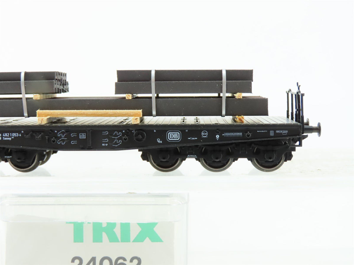 HO Scale Trix 24062 DB German Heavy Duty Flat Car #053-4 w/Load