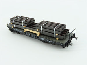 HO Scale Trix 24062 DB German Heavy Duty Flat Car #053-4 w/Load