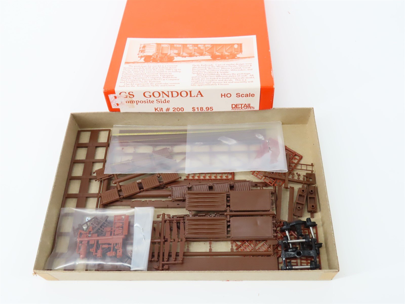 HO Scale Detail Associates Kit #200 Undecorated Composite-Side GS Gondola