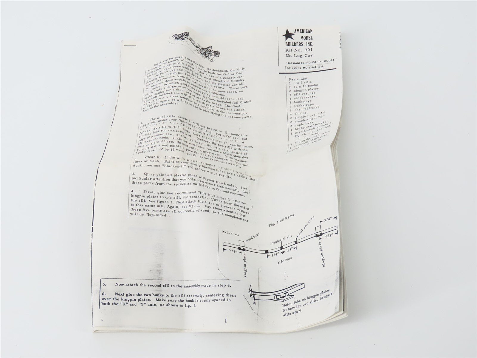 On30 Scale American Model Builders Craftsman Kit #301 Skeleton Log Car
