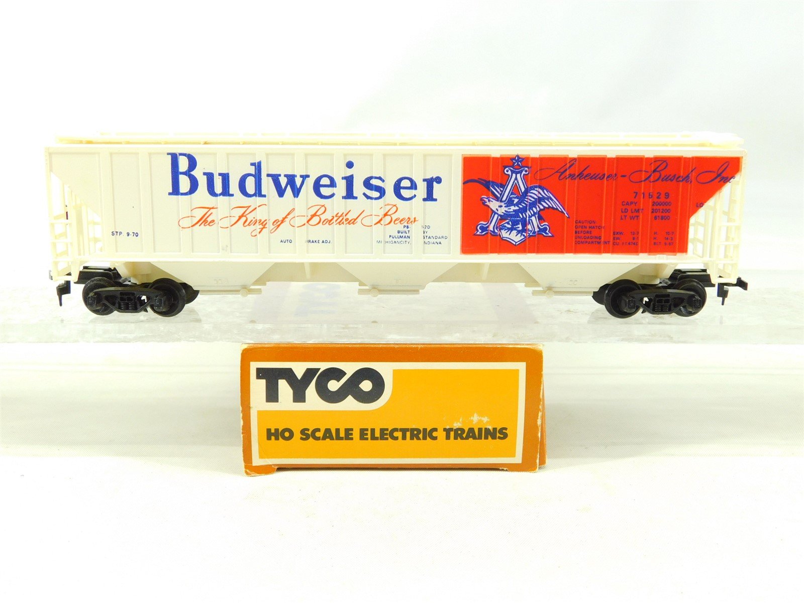 HO Scale TYCO Anheuser-Busch Budweiser 3-Bay Covered Hopper #71529