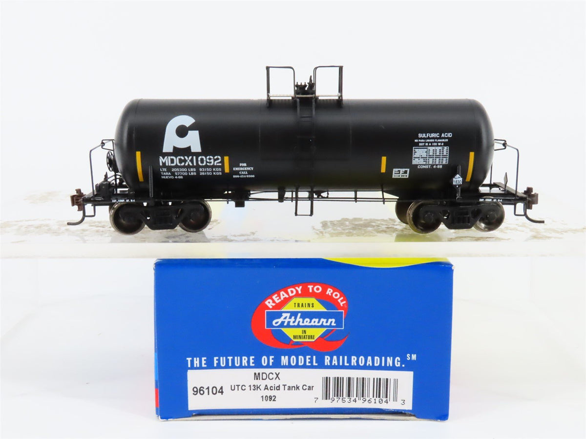 HO Scale Athearn 96104 MDCX Sulfuric Acid Chemical Tank Car #1092