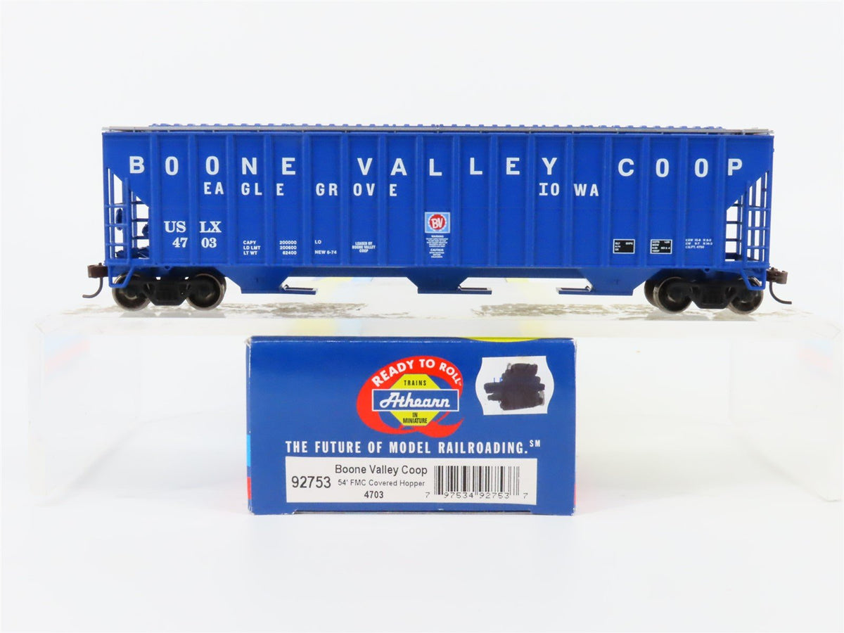 HO Scale Athearn 92753 USLX Boone Valley 3-Bay Covered Hopper #4703