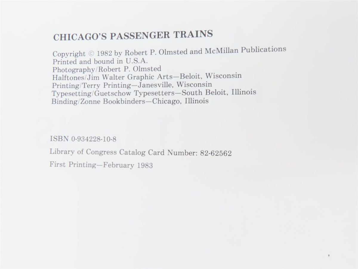 Chicago&#39;s Passenger Trains by Robert P. Olmsted ©1982 HC Book