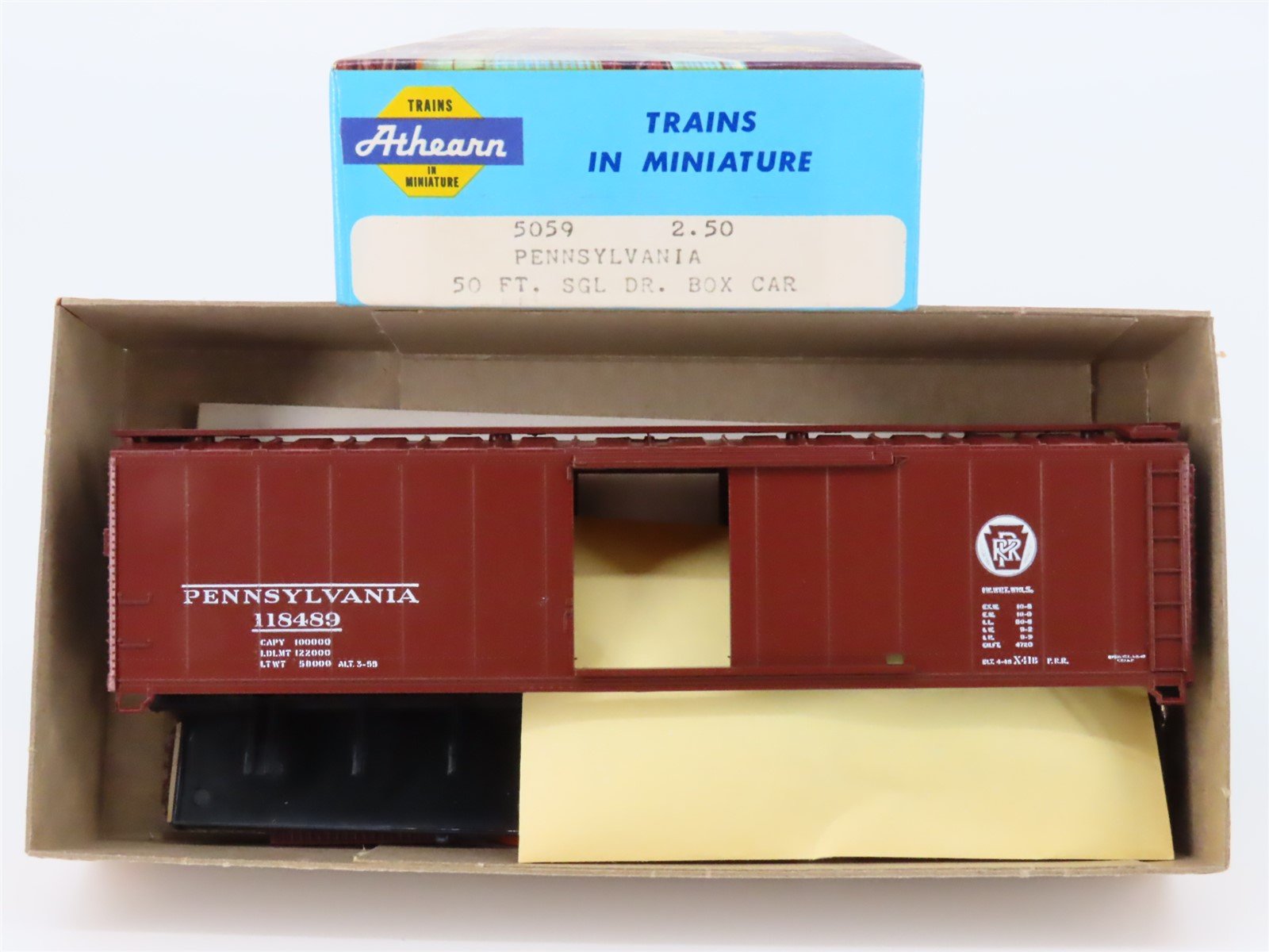 HO Scale Athearn 5059 PRR Pennsylvania 50' Single Door Box Car #118489 Kit