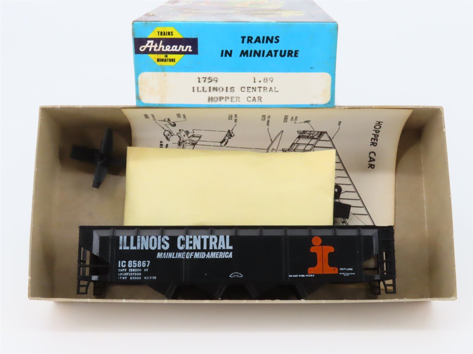 HO Scale Athearn 1759 IC Illinois Central 4-Bay Open Hopper #85867 Kit