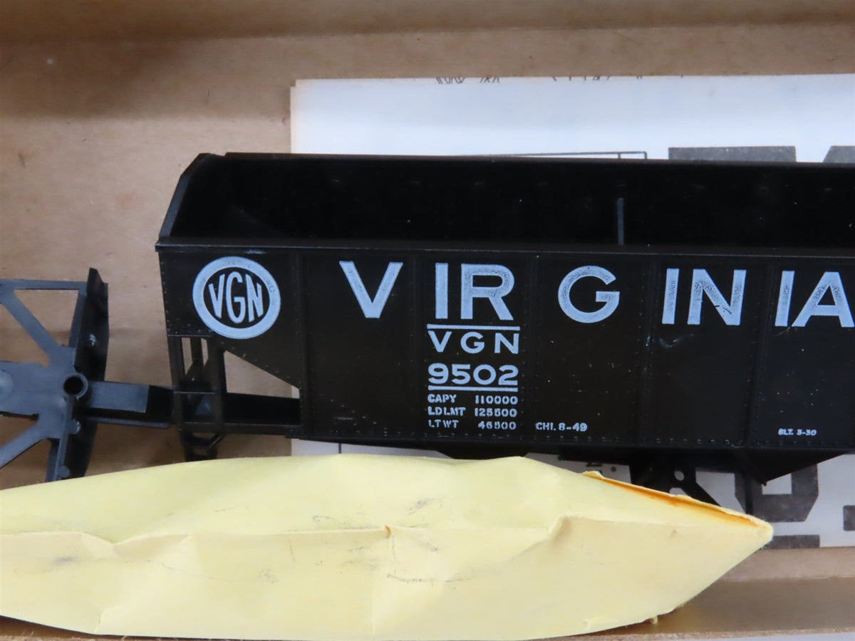 HO Scale Athearn 5446 VGN Virginian 34&#39; 2-Bay Open Hopper #9502 Kit