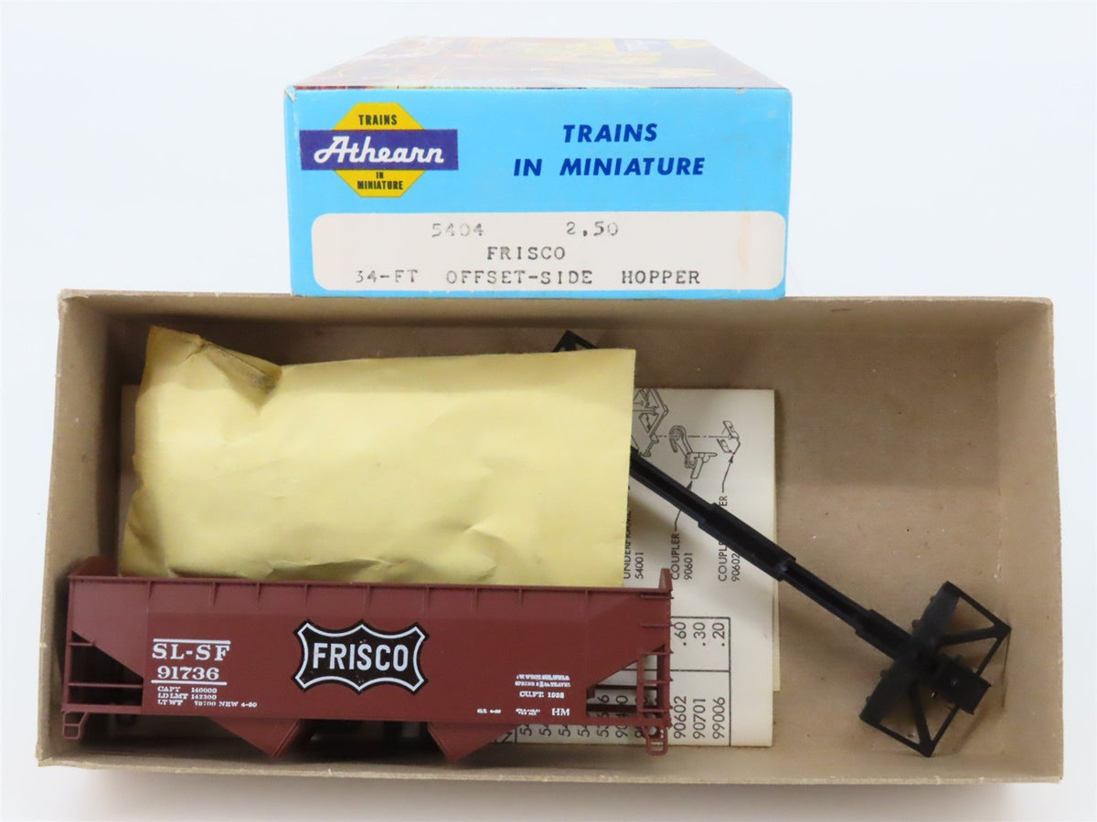 HO Scale Athearn 5404 SL-SF Frisco 34&#39; 4-Bay Open Hopper #91736 Kit