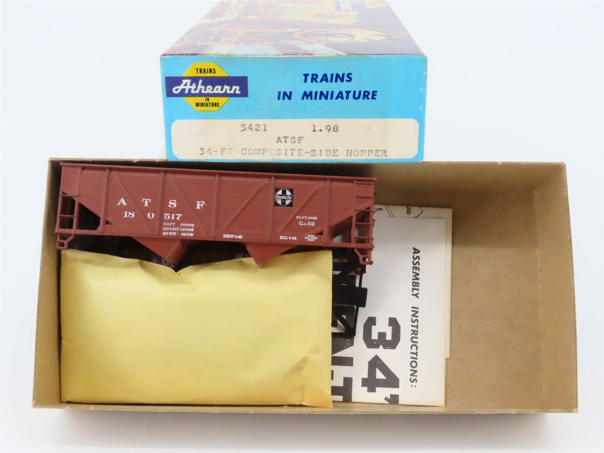 HO Scale Athearn 5421 ATSF Santa Fe 34&#39; 4-Bay Open Hopper #180517 Kit