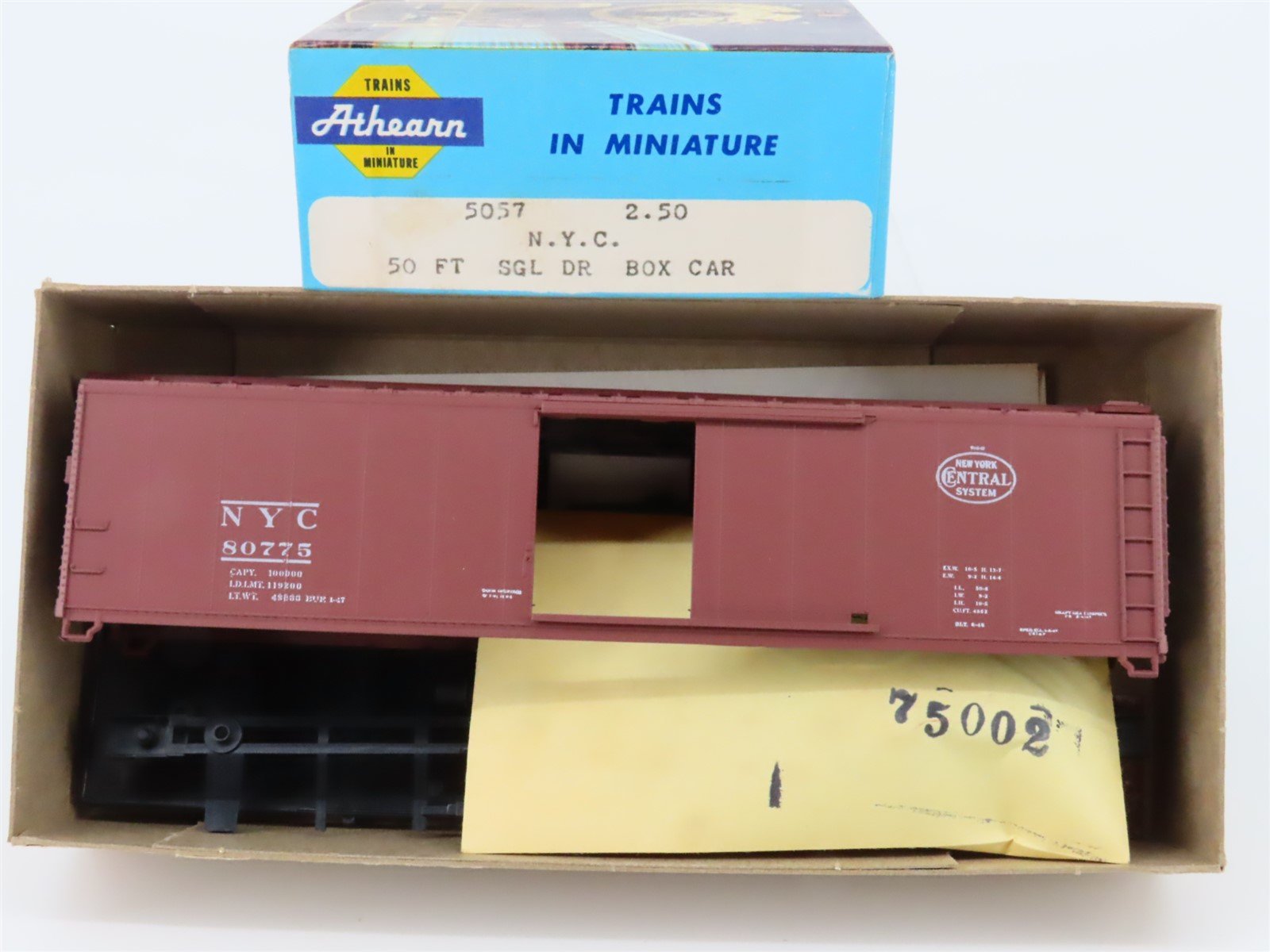 HO Scale Athearn 5057 NYC New York Central 50' Single Door Box Car #80775 Kit