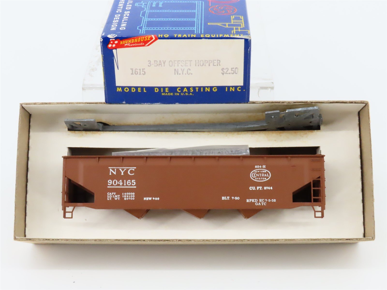 HO Scale Roundhouse MDC 1615 NYC New York Central 3-Bay Hopper #904165 Kit