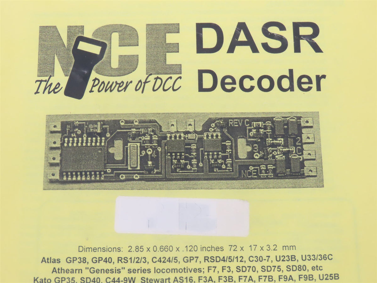 NCE DASR Digital DCC Mobile Decoder for HO Scale Atlas, Athearn Genesis &amp; More