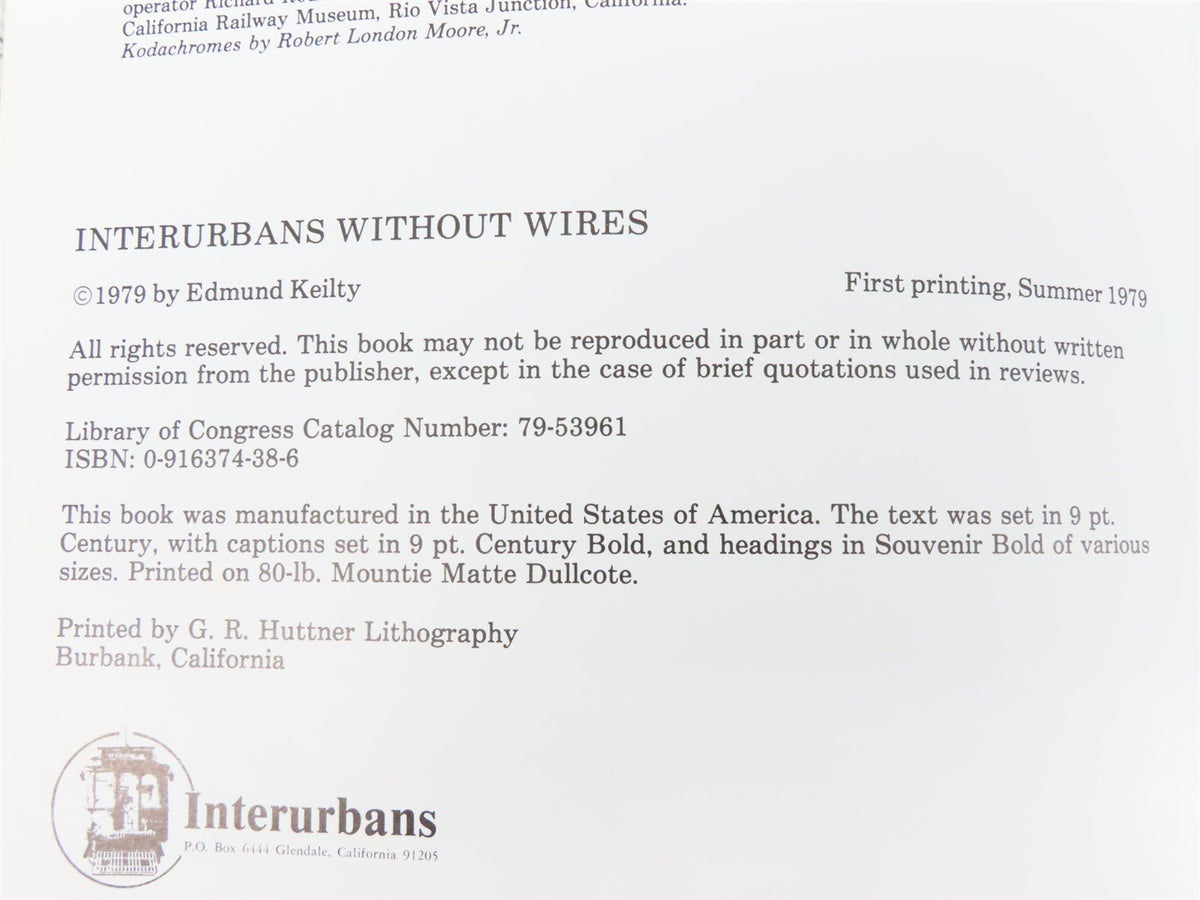 Interurbans Without Wires - The Rail Motorcar In The United States by Keilty