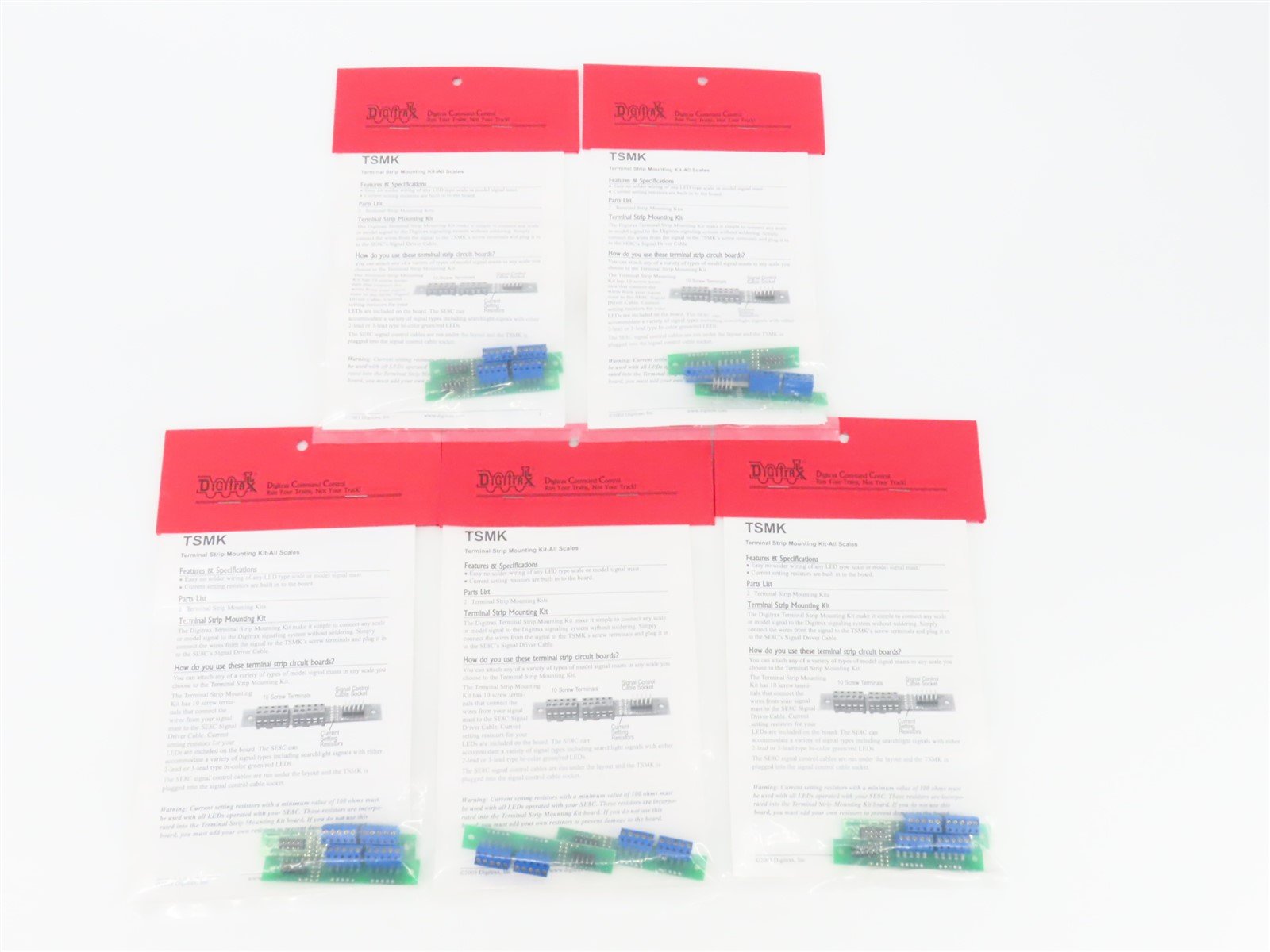 LOT of 5 Digitrax TSMK Terminal Strip Mounting Kit - All Scales