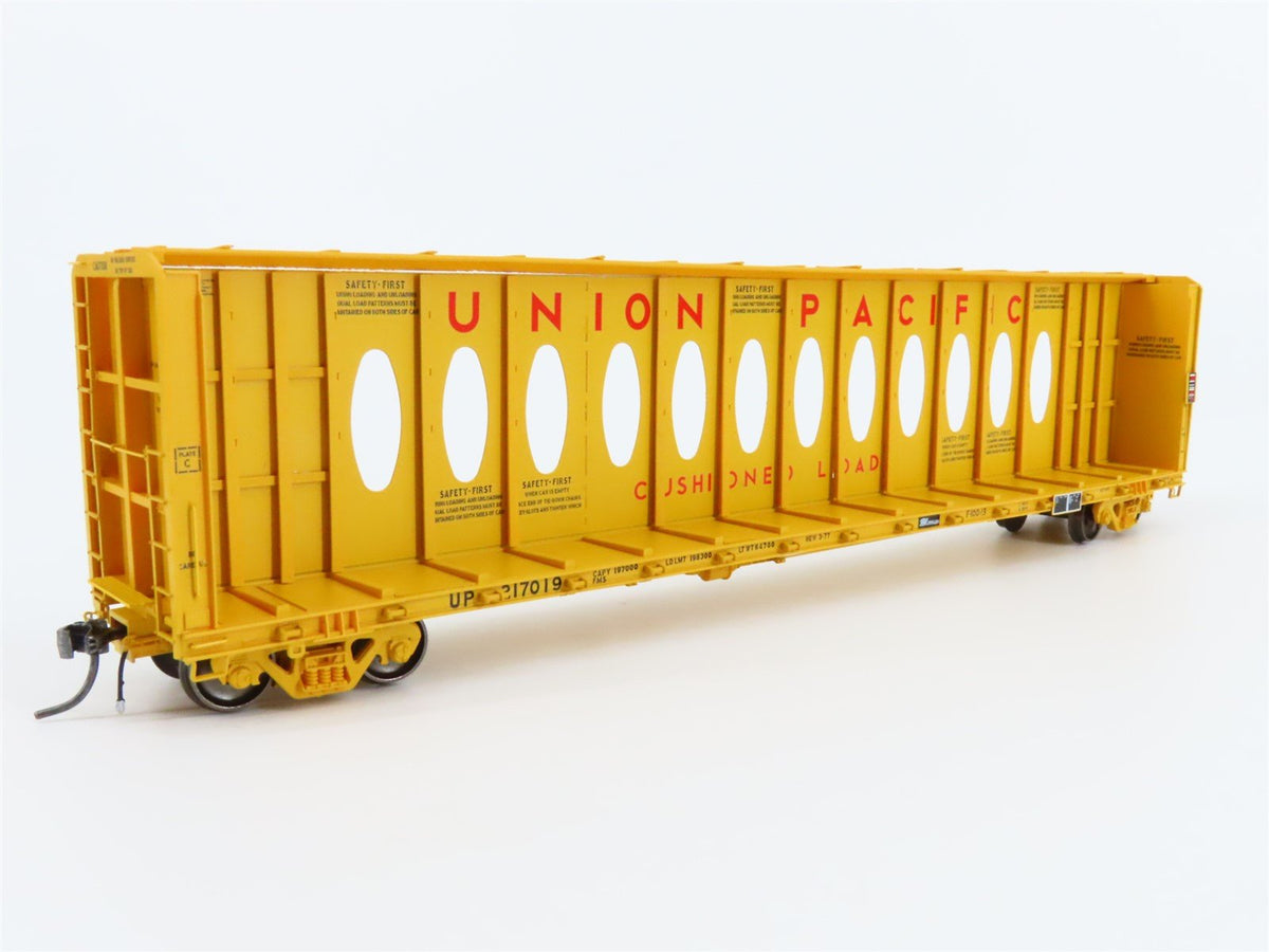 HO Scale ExactRail EP-81101-16 UP Union Pacific 63&#39; Centerbeam Flat Car #217019