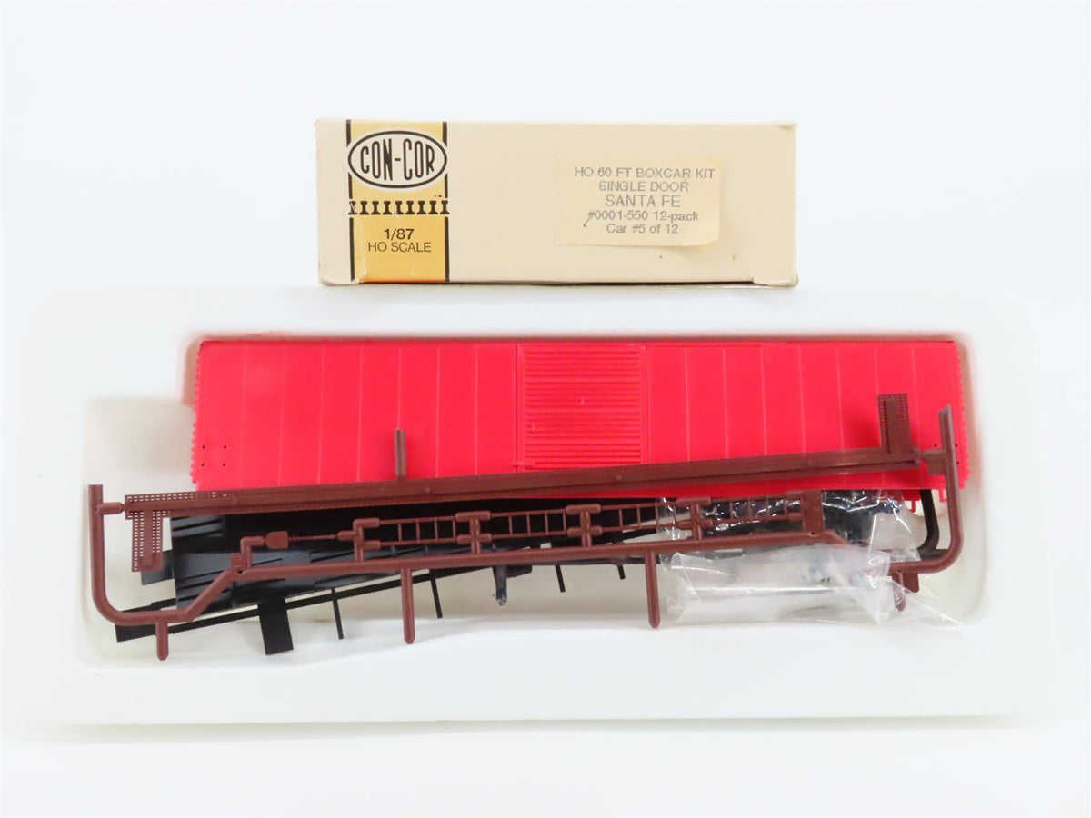 HO Scale Con-Cor Kit #0001-550 ATSF Santa Fe Red 60&#39; Box Car