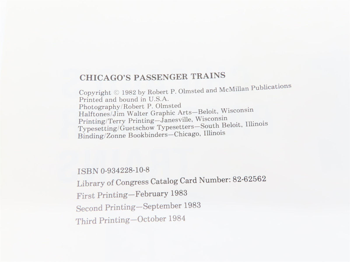 Chicago&#39;s Passenger Trains: A Gallery Of Portraits 1956-1981 by Olmsted ©1984