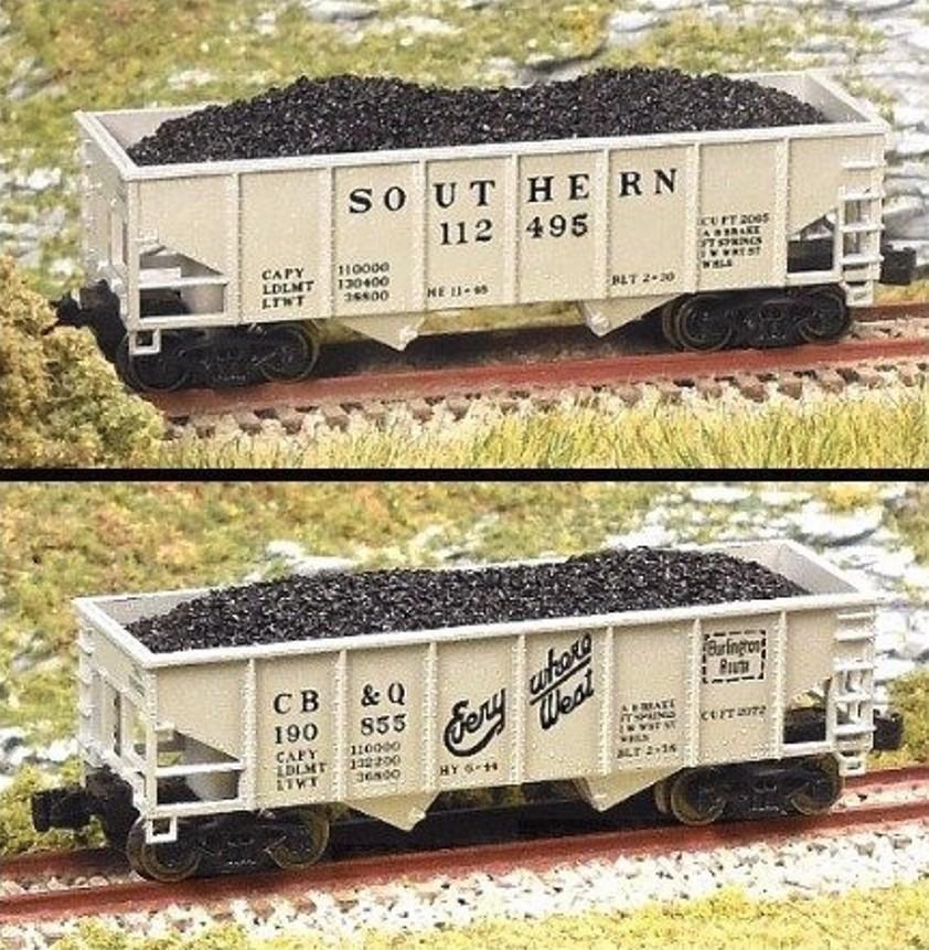 Z Scale FULL THROTTLE FTCOL67 SOU CB&Q Aluminum 2-Bay Ribbed Hopper Set #1