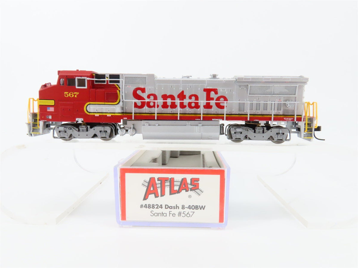 N Scale Atlas 48824 ATSF Santa Fe &quot;Warbonnet&quot; GE Dash 8-40BW Diesel #567 w/DCC