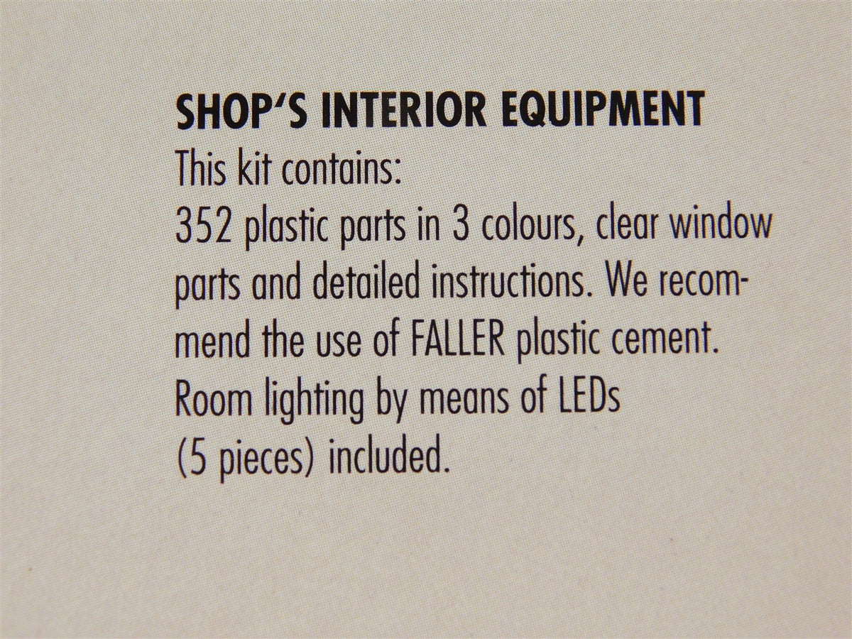 HO Scale Faller Kit #180565 Shop&#39;s Interior Equipment w/ LED Room Lighting