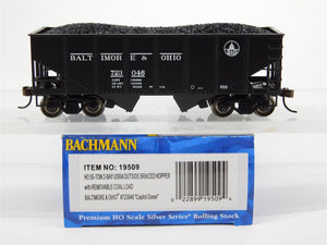 HO Bachmann Silver #19509 B&O Baltimore & Ohio 2-Bay Hopper w/ Load #723046