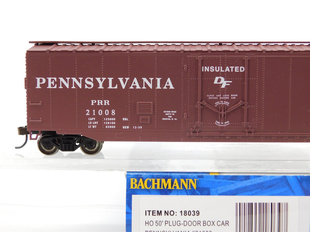 HO Scale Bachmann Silver #18039 PRR Pennsylvania 50&#39; Plug Door Box Car #21008