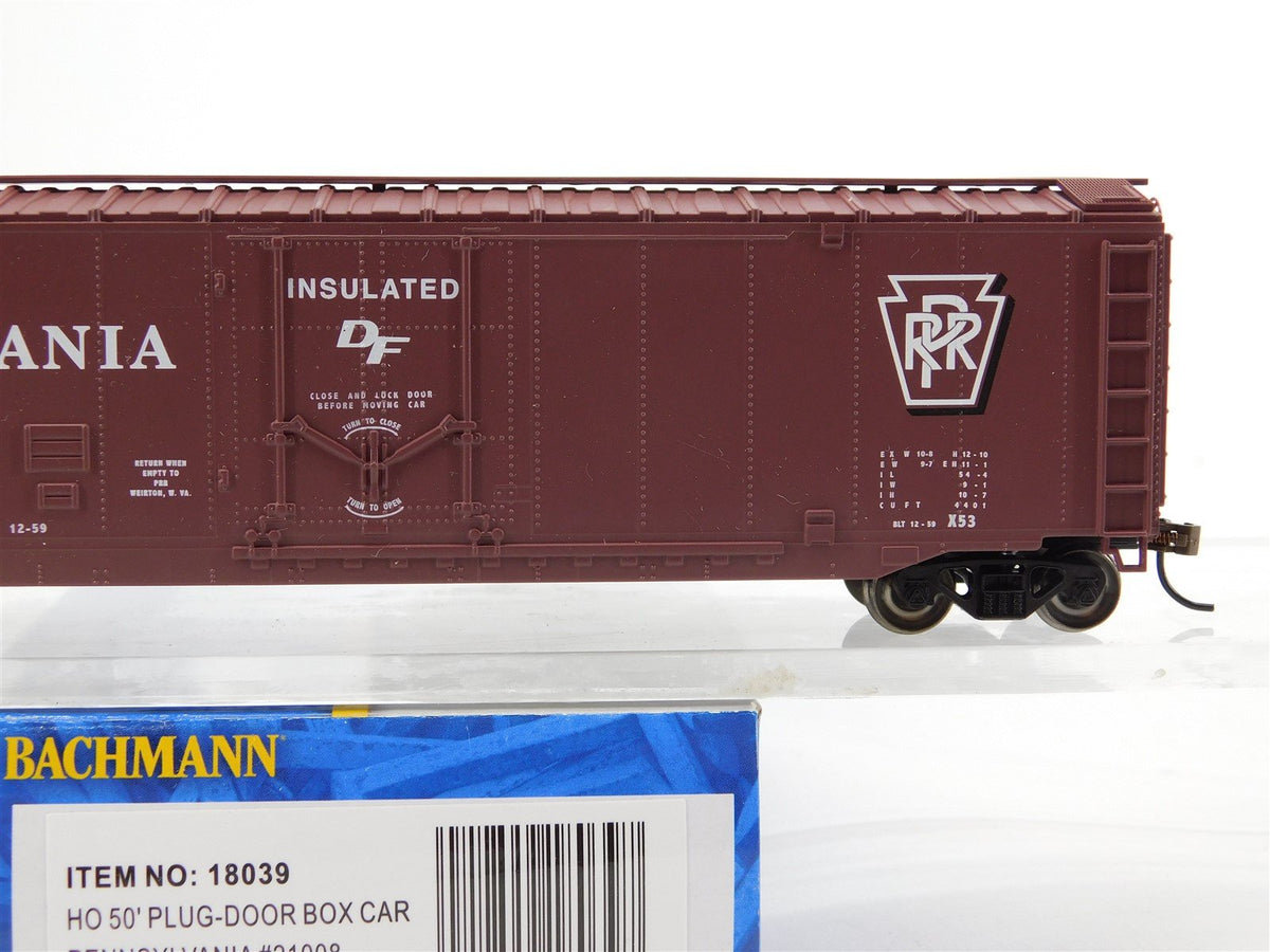 HO Scale Bachmann Silver #18039 PRR Pennsylvania 50&#39; Plug Door Box Car #21008