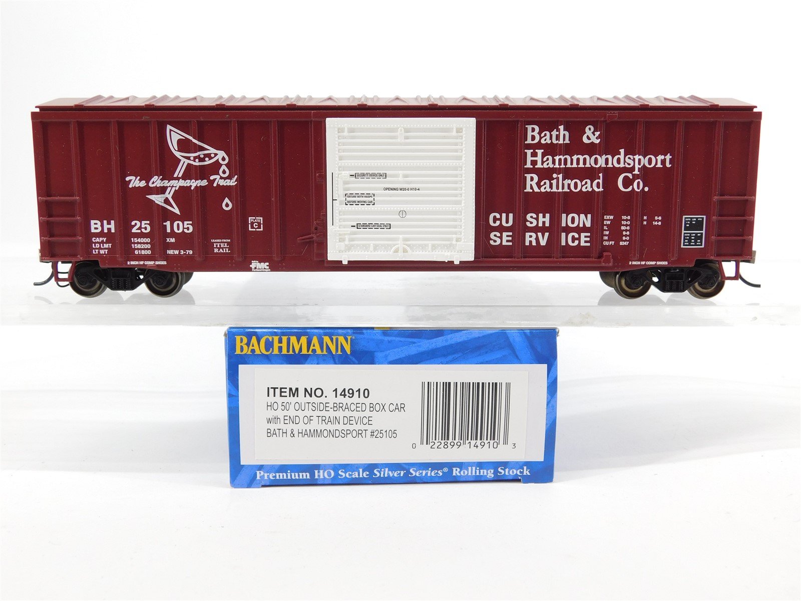 HO Scale Bachmann Silver #14910 BH "The Champagne Trail" 50' Box Car #25105