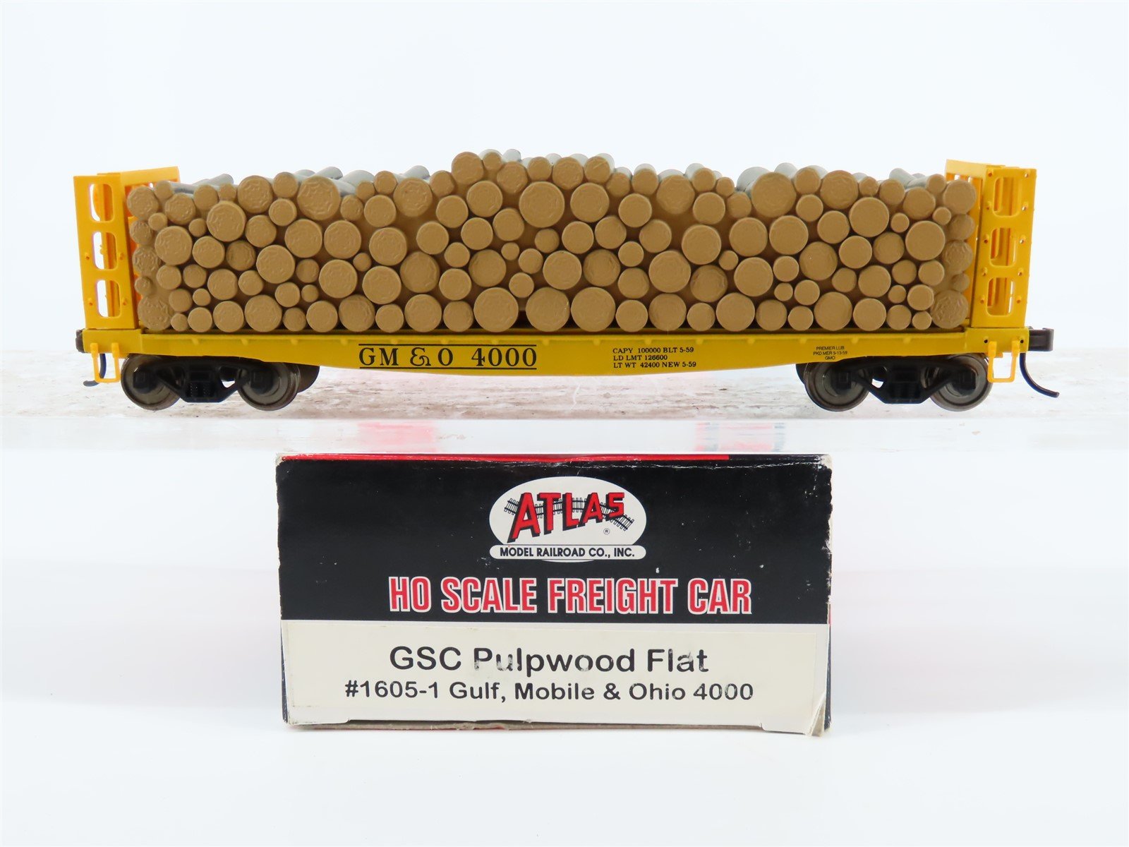 HO Scale Atlas 1605-1 GMO Gulf Mobile & Ohio Pulpwood Flatcar #4000