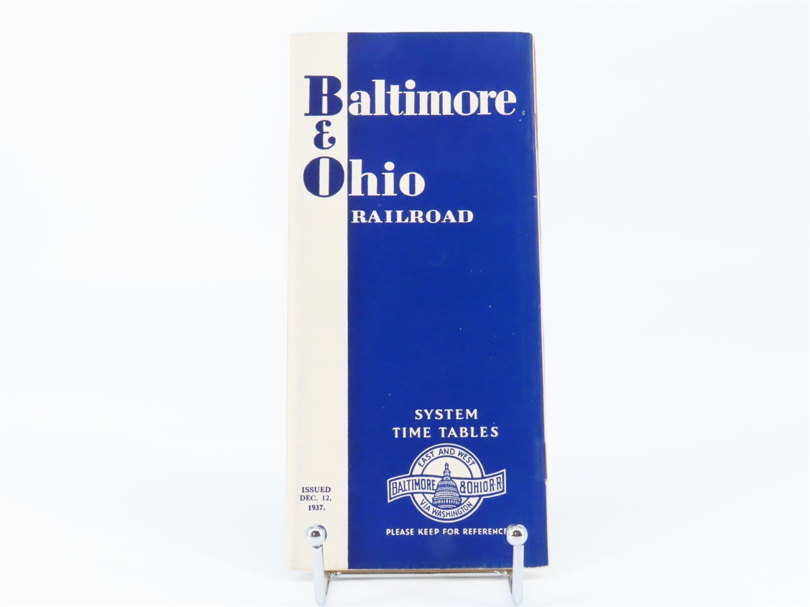 B&O Baltimore & Ohio Railroad System Time Tables - Dec. 12, 1937