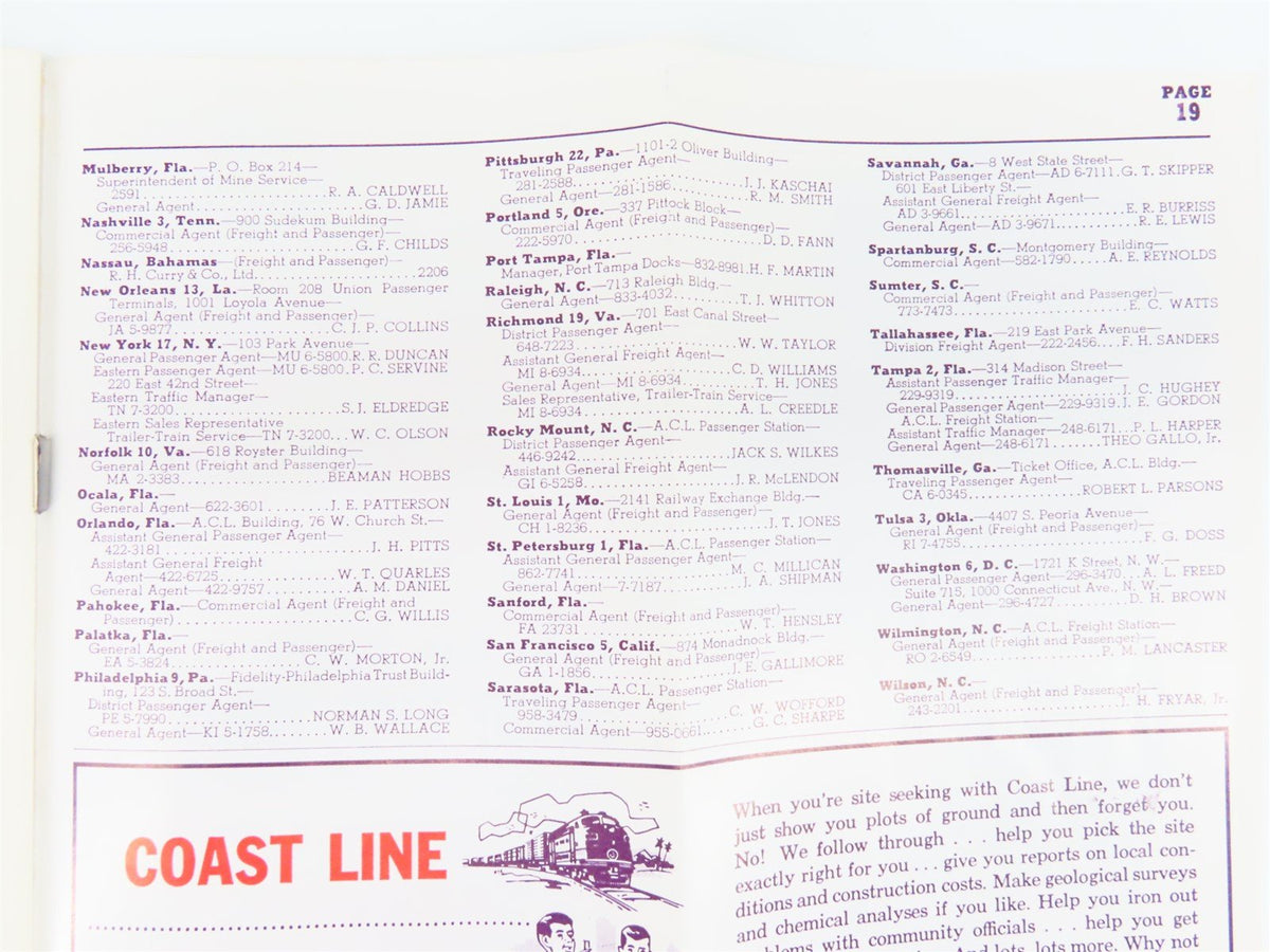 ACL Atlantic Coast Line Railroad Time Tables April 28, 1963 - October 26, 1963