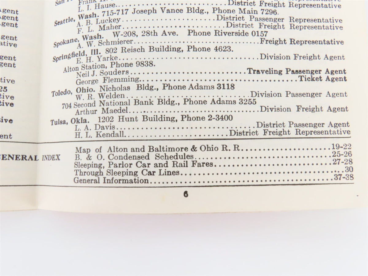 The Alton Railroad Company Time Tables September 29, 1940