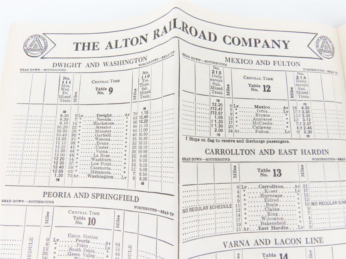 The Alton Railroad Company Time Tables September 29, 1940