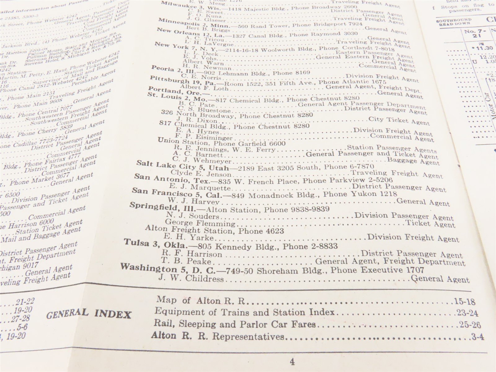 The Alton Railroad Company Time Tables May-June July-Aug. 1946