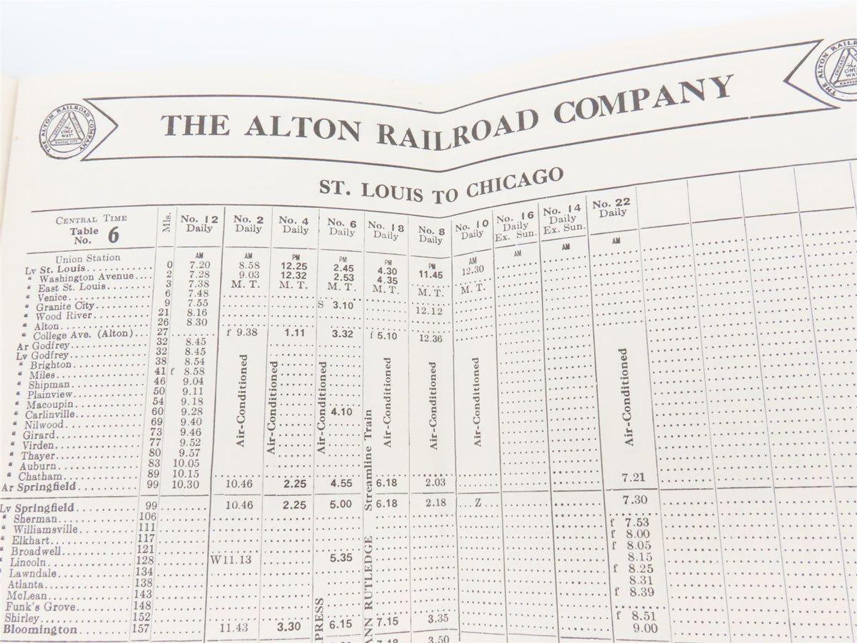 The Alton Railroad Company Time Tables September 25, 1938