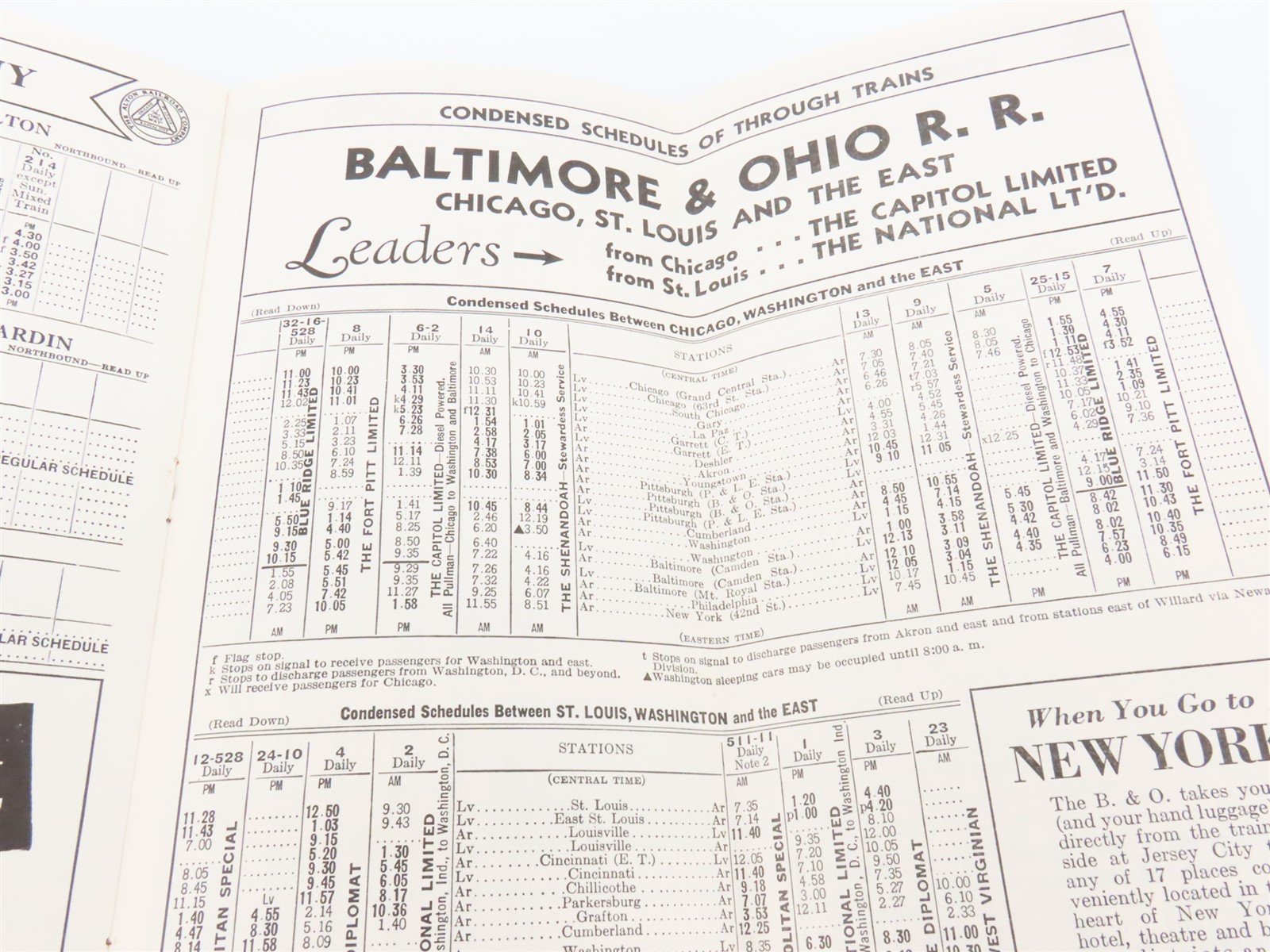 The Alton Railroad Company Time Tables September 25, 1938