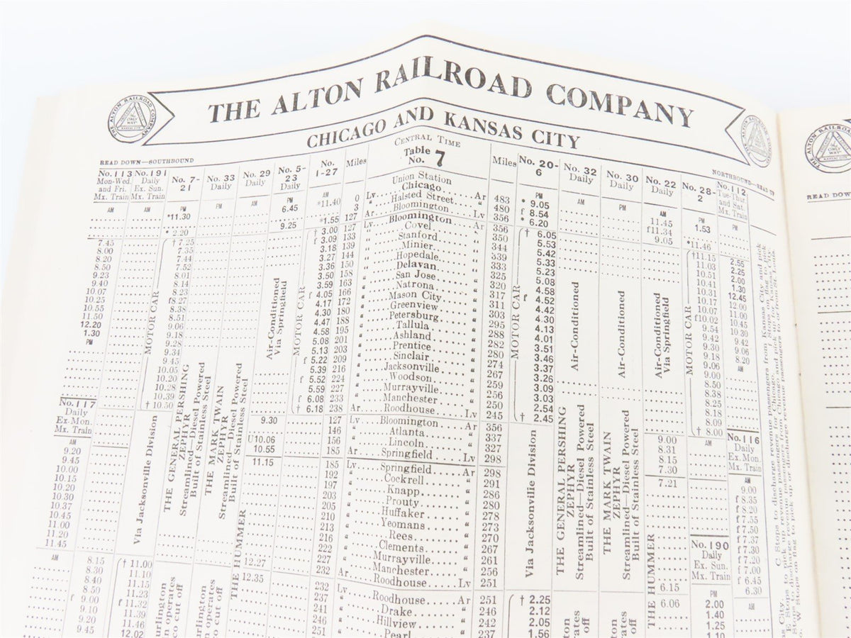 The Alton Railroad Company Time Tables April 28, 1940