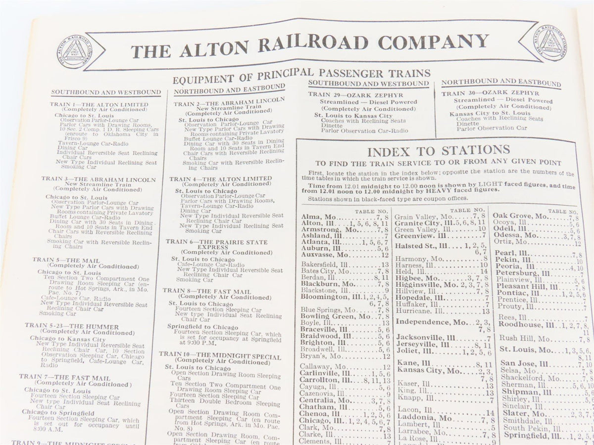 The Alton Railroad Company Time Tables April 24, 1938