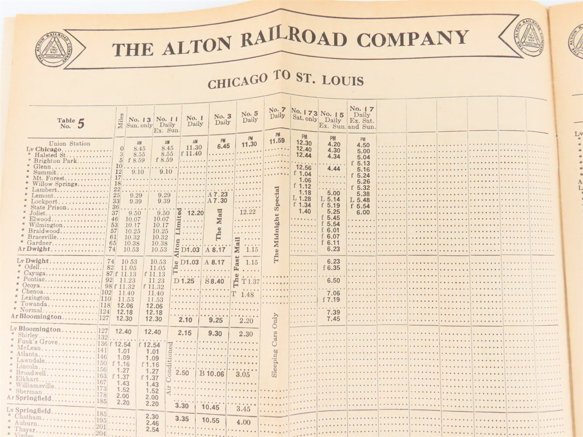 The Alton Railroad Company Time Tables June 3, 1934