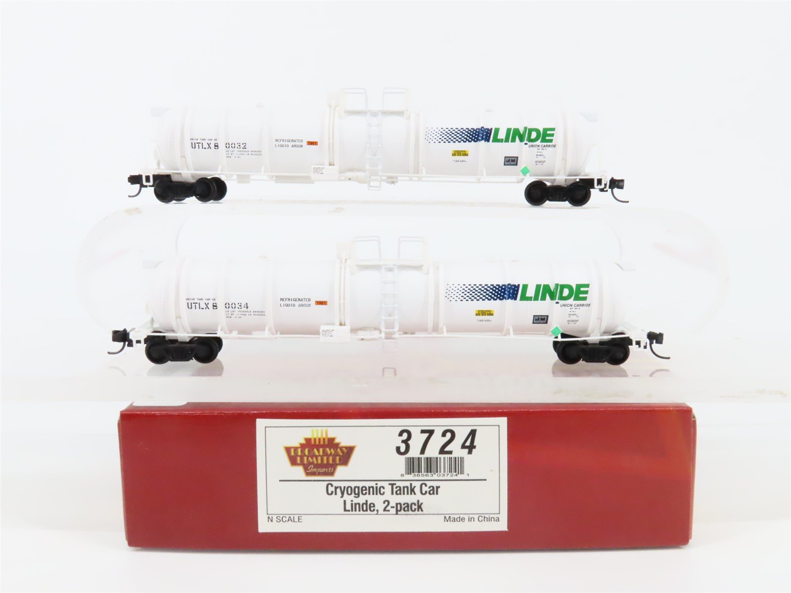 N Broadway Limited BLI 3724 UTLX Linde Union Carbide Cryogenic Tank Cars 2-Pack