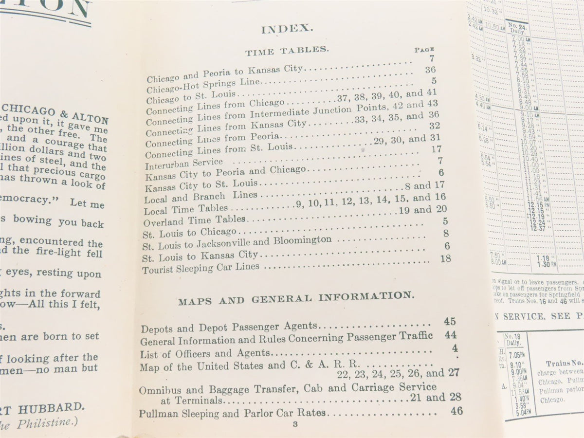 C&amp;A Chicago &amp; Alton Railroad Company Time Tables - December 1906