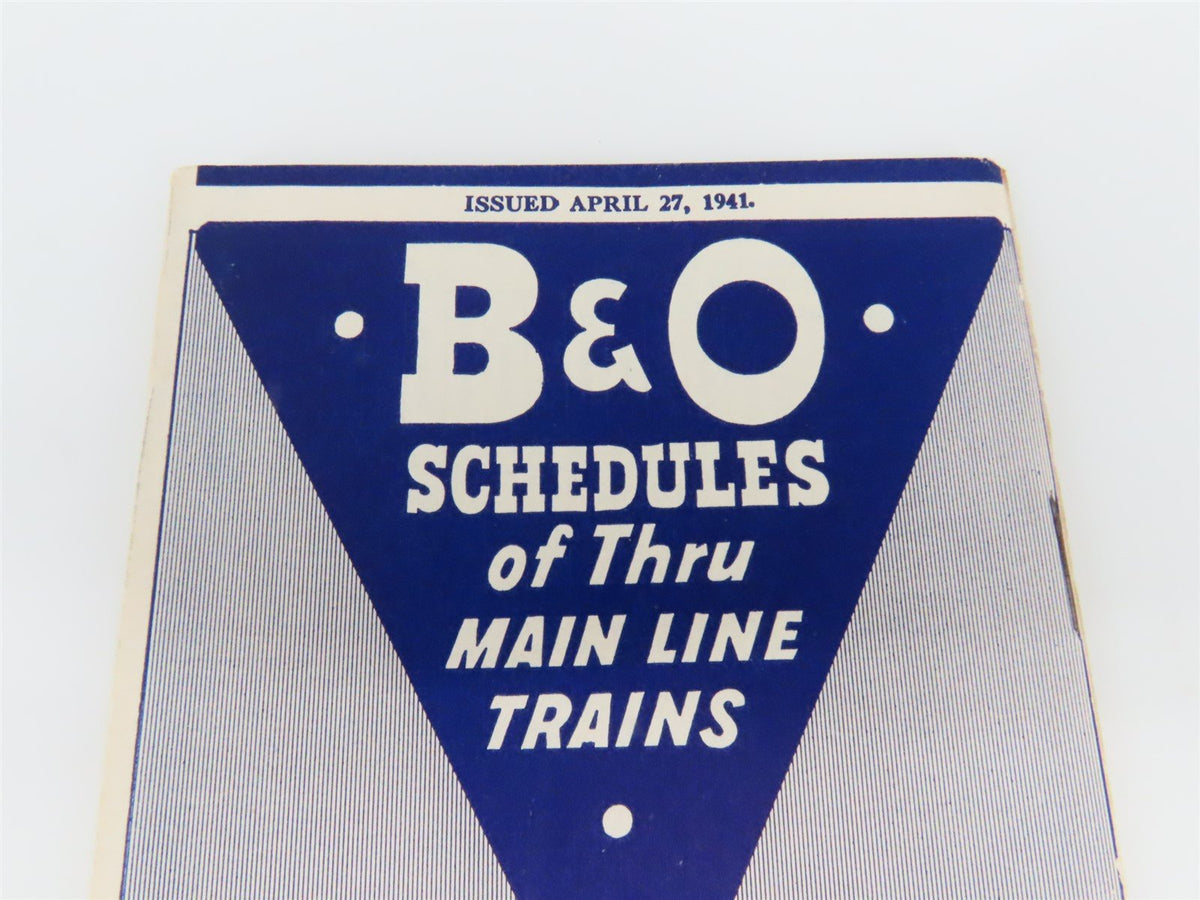 B&amp;O Baltimore &amp; Ohio Railroad Time Tables - April 27, 1941